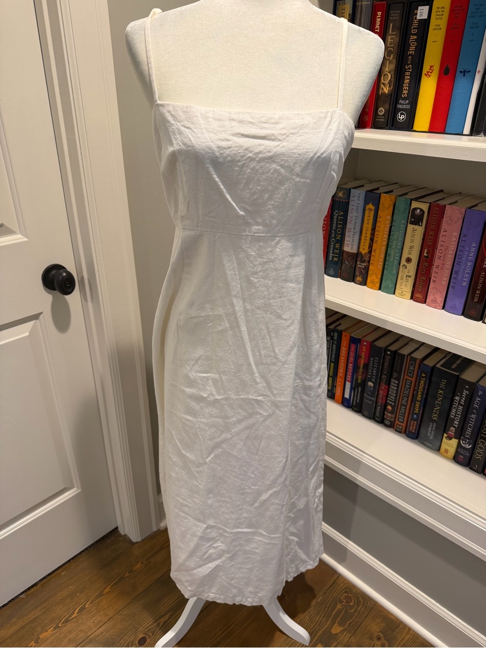 Abercrombie & Fitch White Spaghetti-Strap Midi Slip Dress